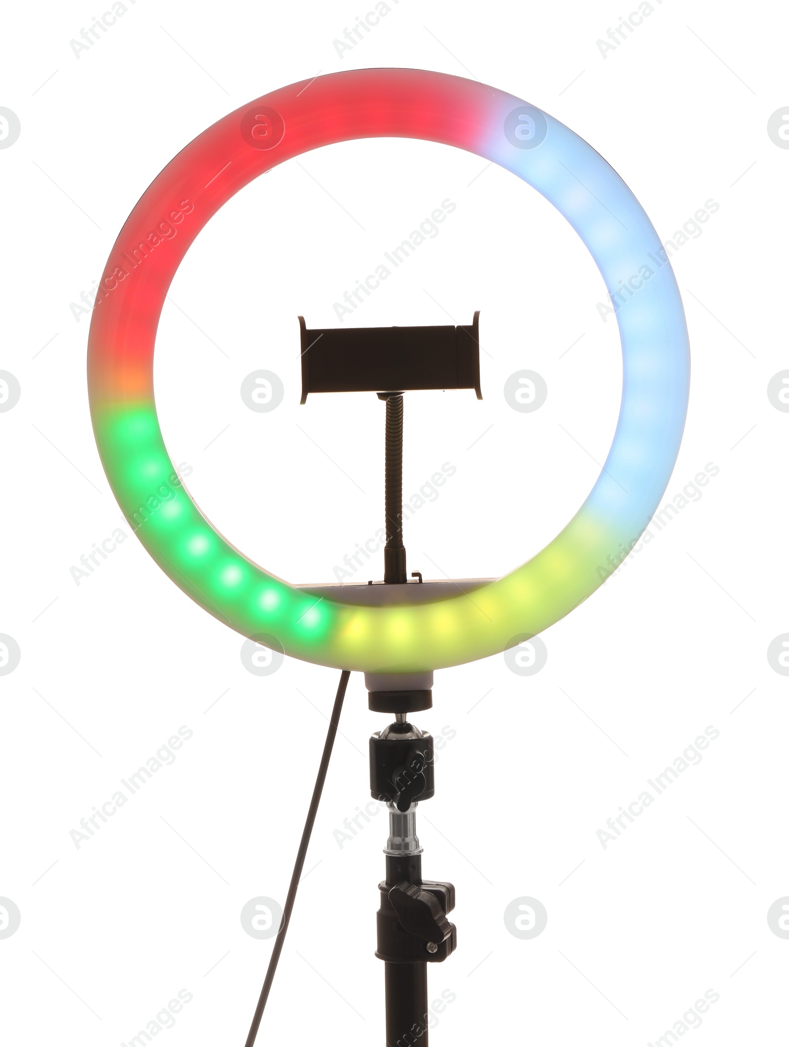 Photo of Tripod with ring light isolated on white