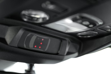 Photo of Control panel inside of modern car, closeup view