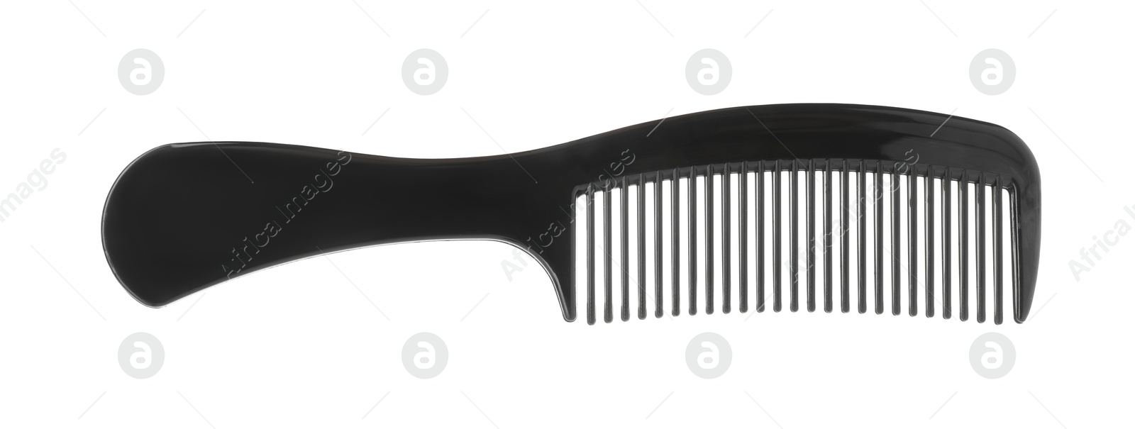 Photo of One black plastic comb isolated on white