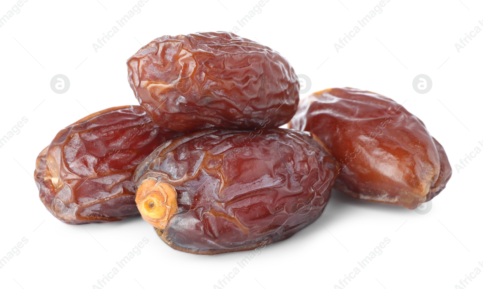 Photo of Many tasty dried dates isolated on white