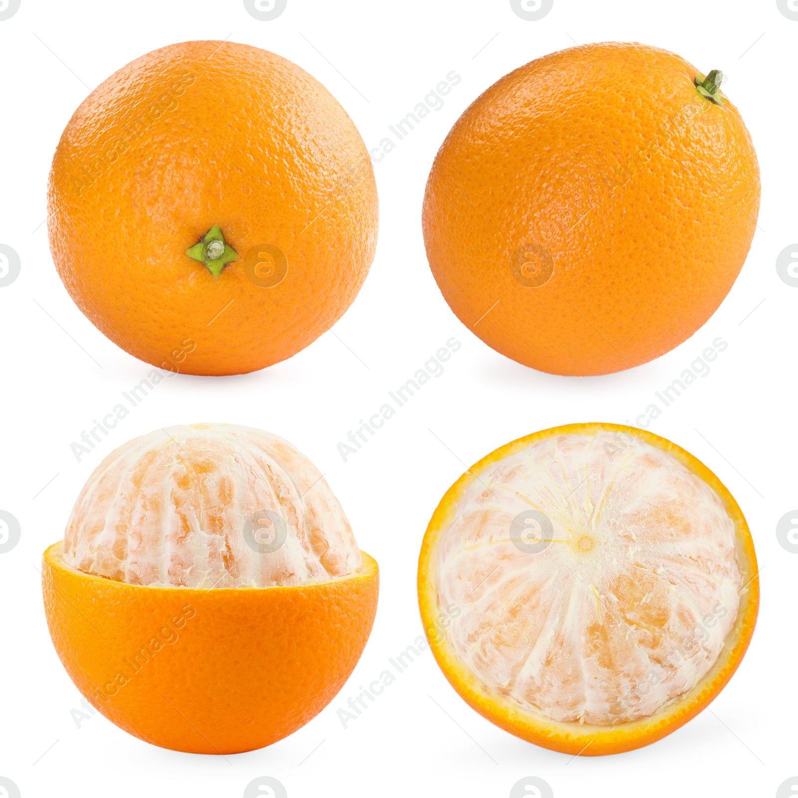 Image of Fresh juicy oranges isolated on white, collage