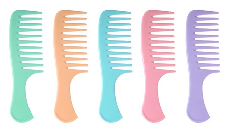 Image of Combs of different colors isolated on white