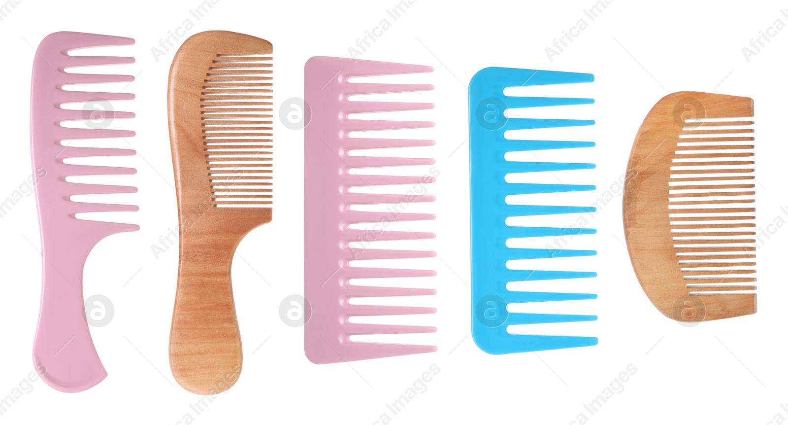 Image of Different hair combs isolated on white, set