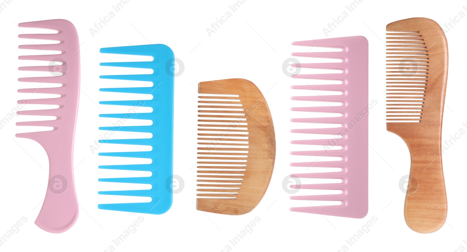 Image of Different hair combs isolated on white, set