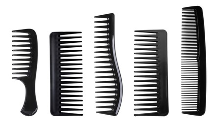 Image of Different hair combs isolated on white, set