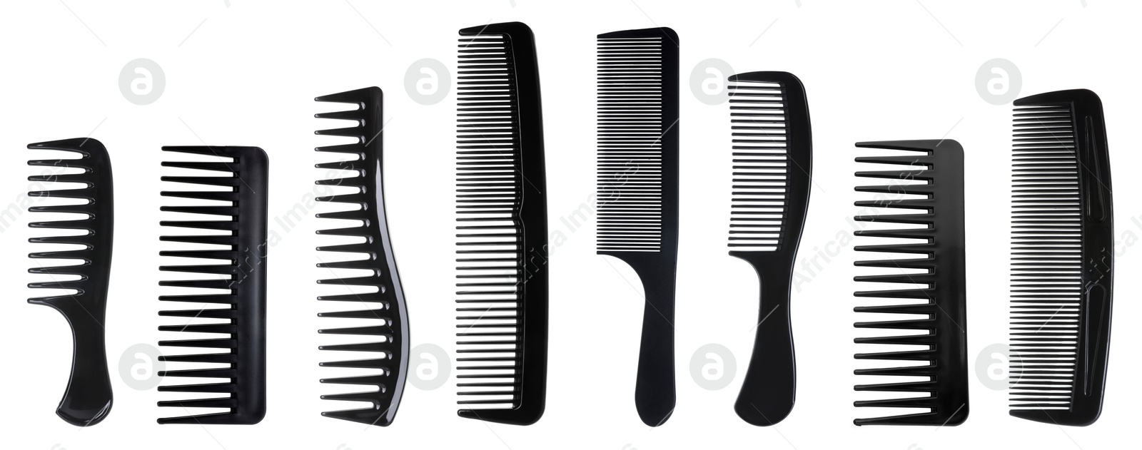 Image of Different hair combs isolated on white, set