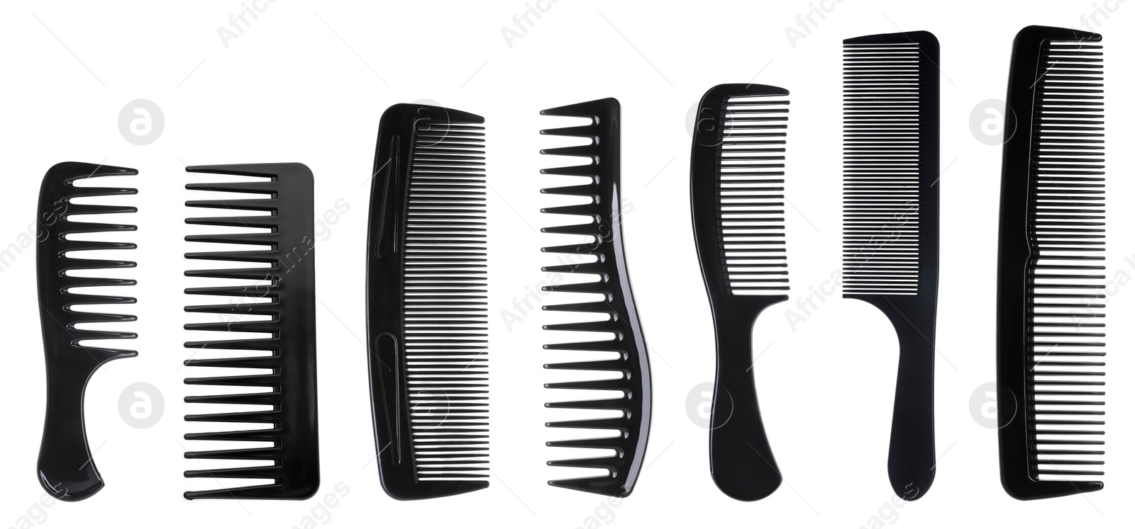 Image of Different hair combs isolated on white, set