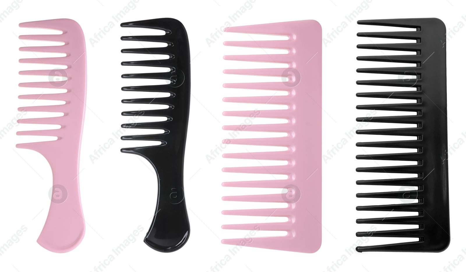 Image of Different hair combs isolated on white, set