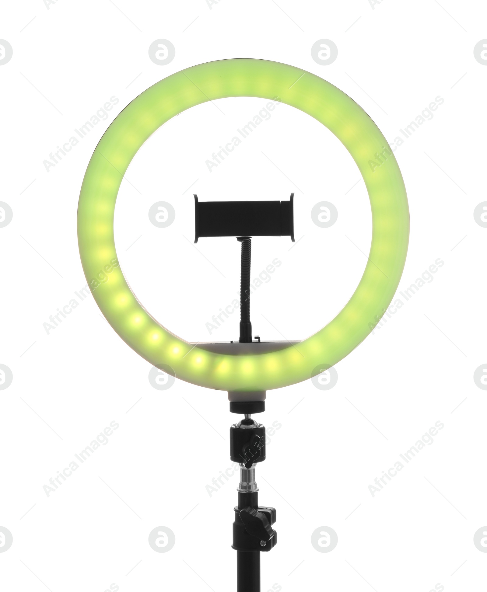 Photo of Tripod with ring light isolated on white