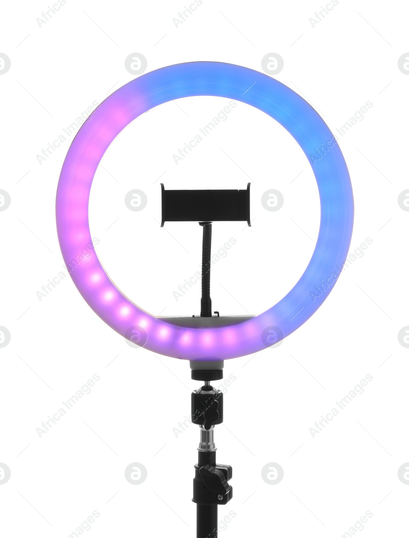 Photo of Tripod with ring light isolated on white