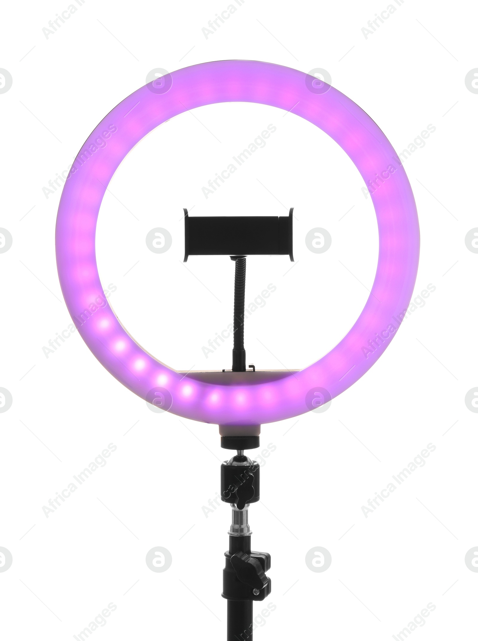 Photo of Tripod with ring light isolated on white