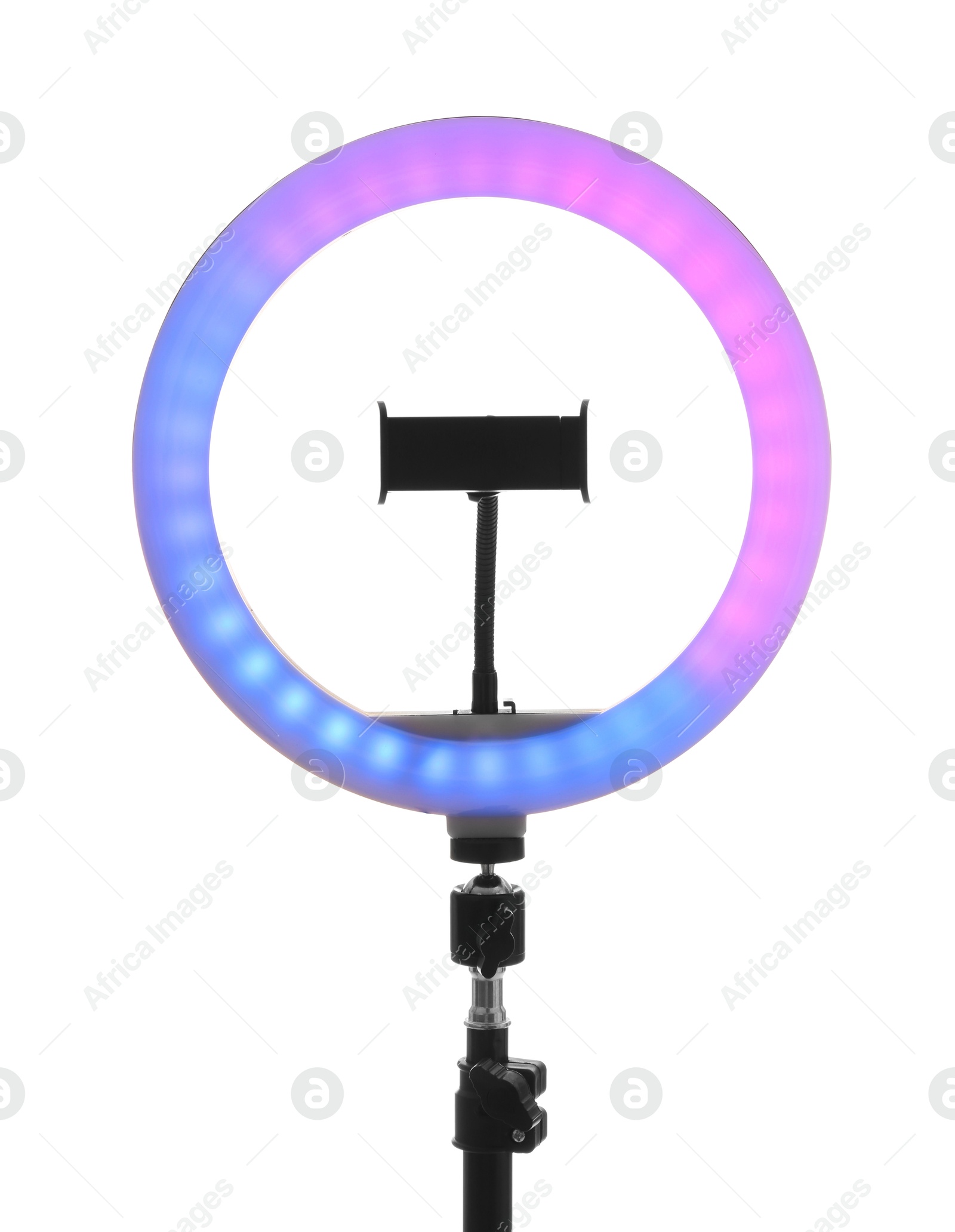 Photo of Tripod with ring light isolated on white