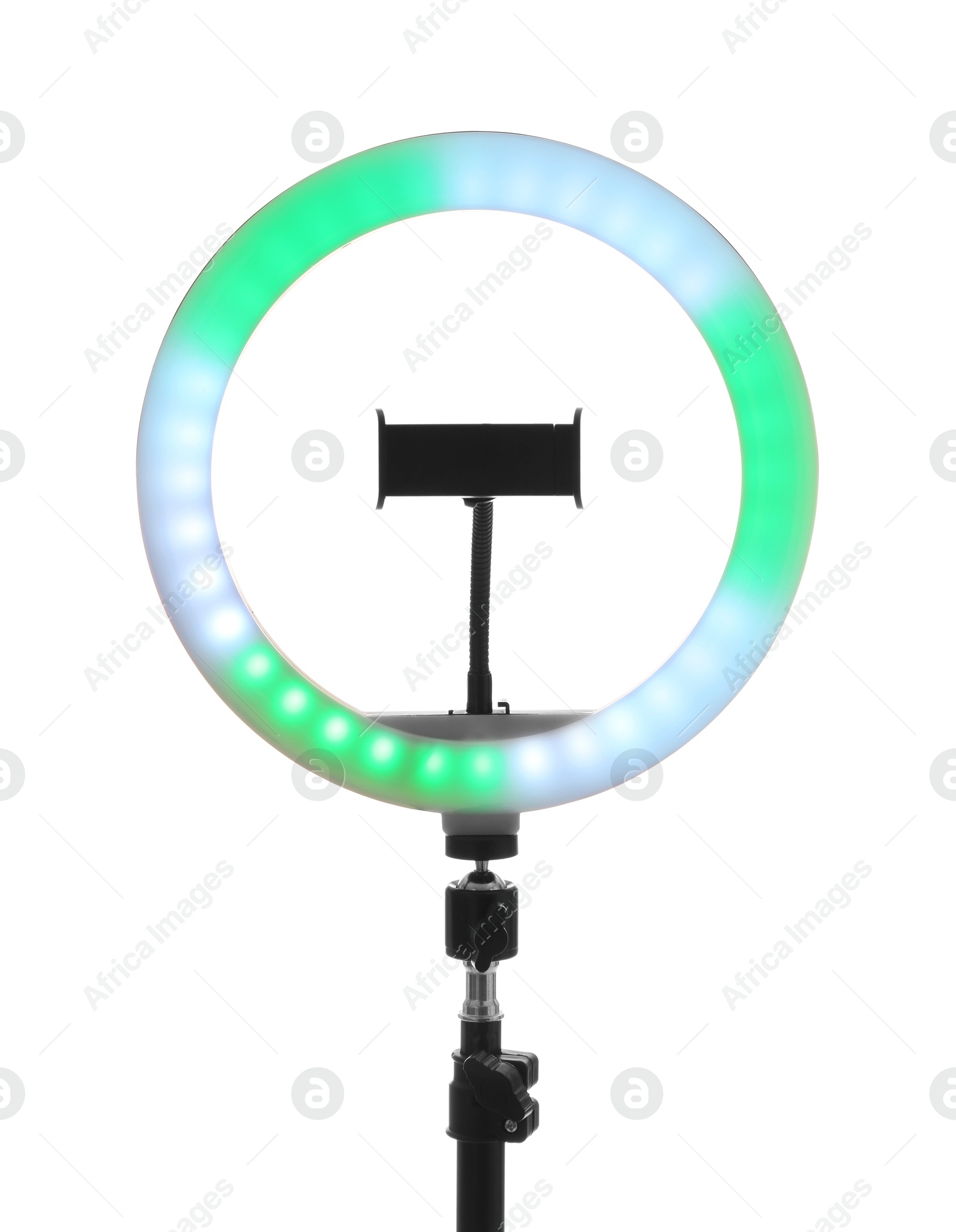 Photo of Tripod with ring light isolated on white