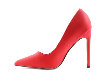 One red high-heeled shoe isolated on white