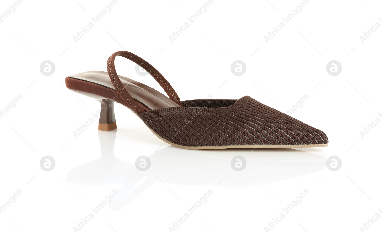 Photo of Stylish brown women's shoe isolated on white