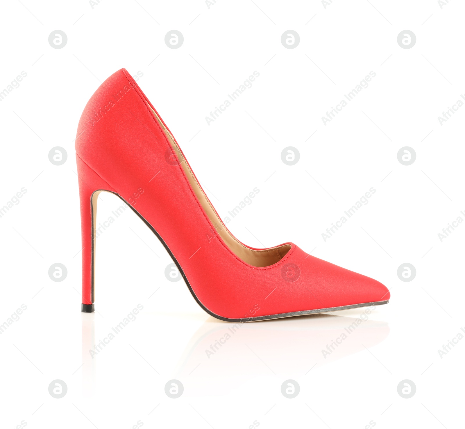 Photo of Stylish red women's shoe isolated on white