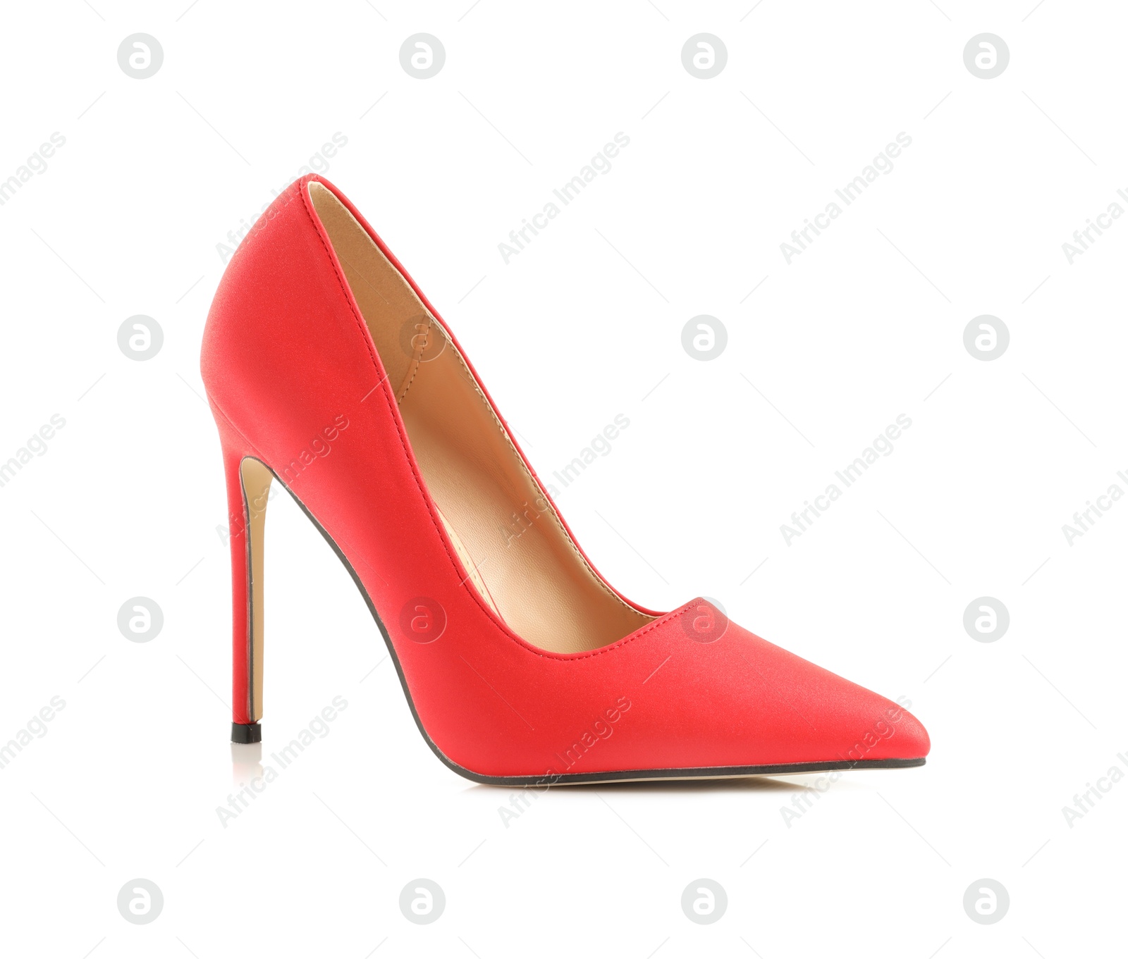 Photo of Stylish red women's shoe isolated on white