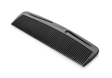 Photo of One black plastic comb isolated on white