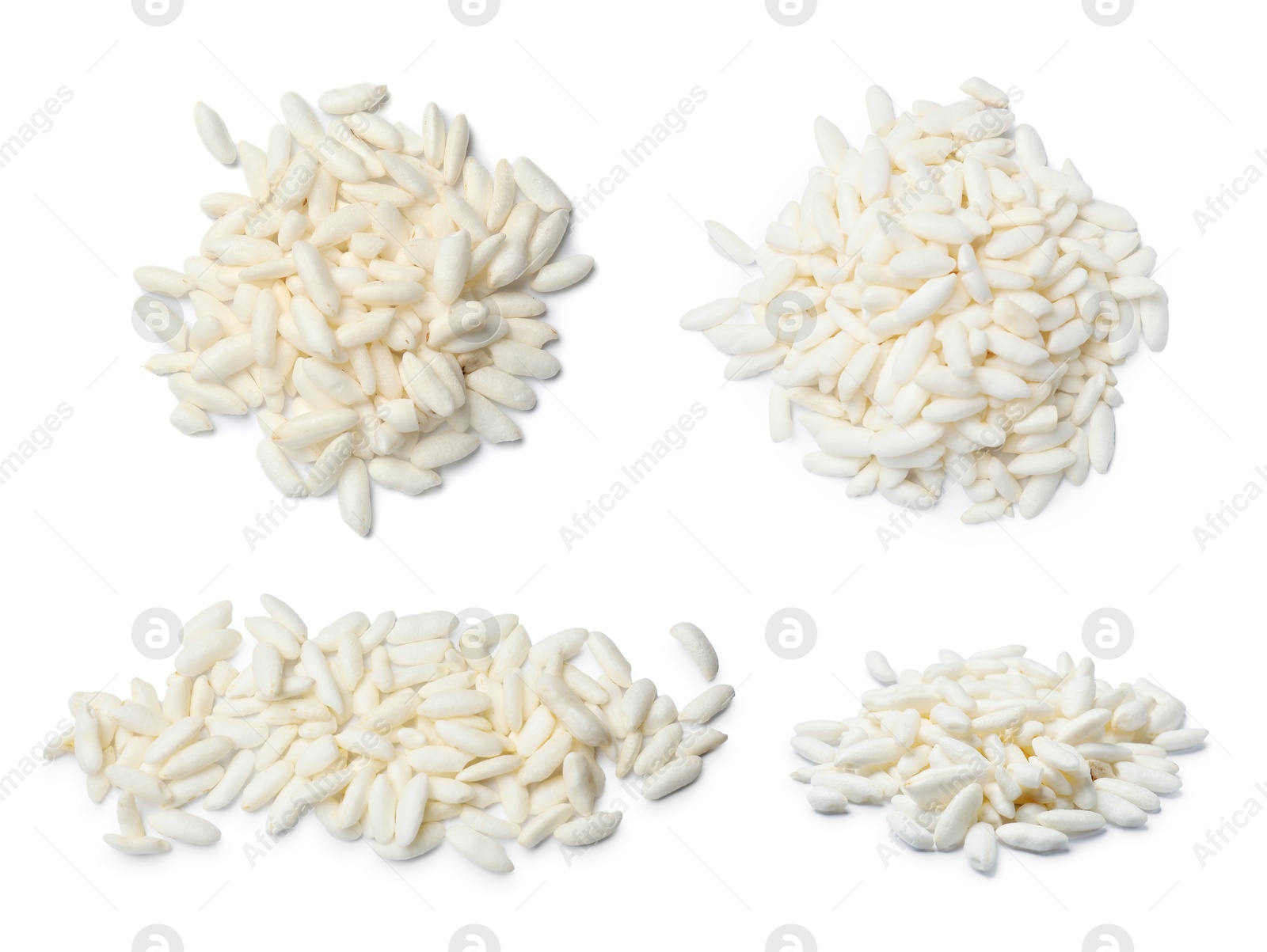 Image of Crispy puffed rice isolated on white, set