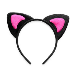 Photo of Stylish headband with cat ears isolated on white, top view