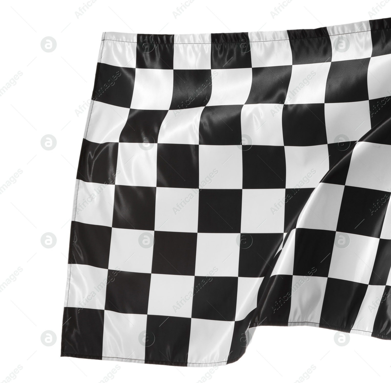 Photo of One racing checkered flag isolated on white