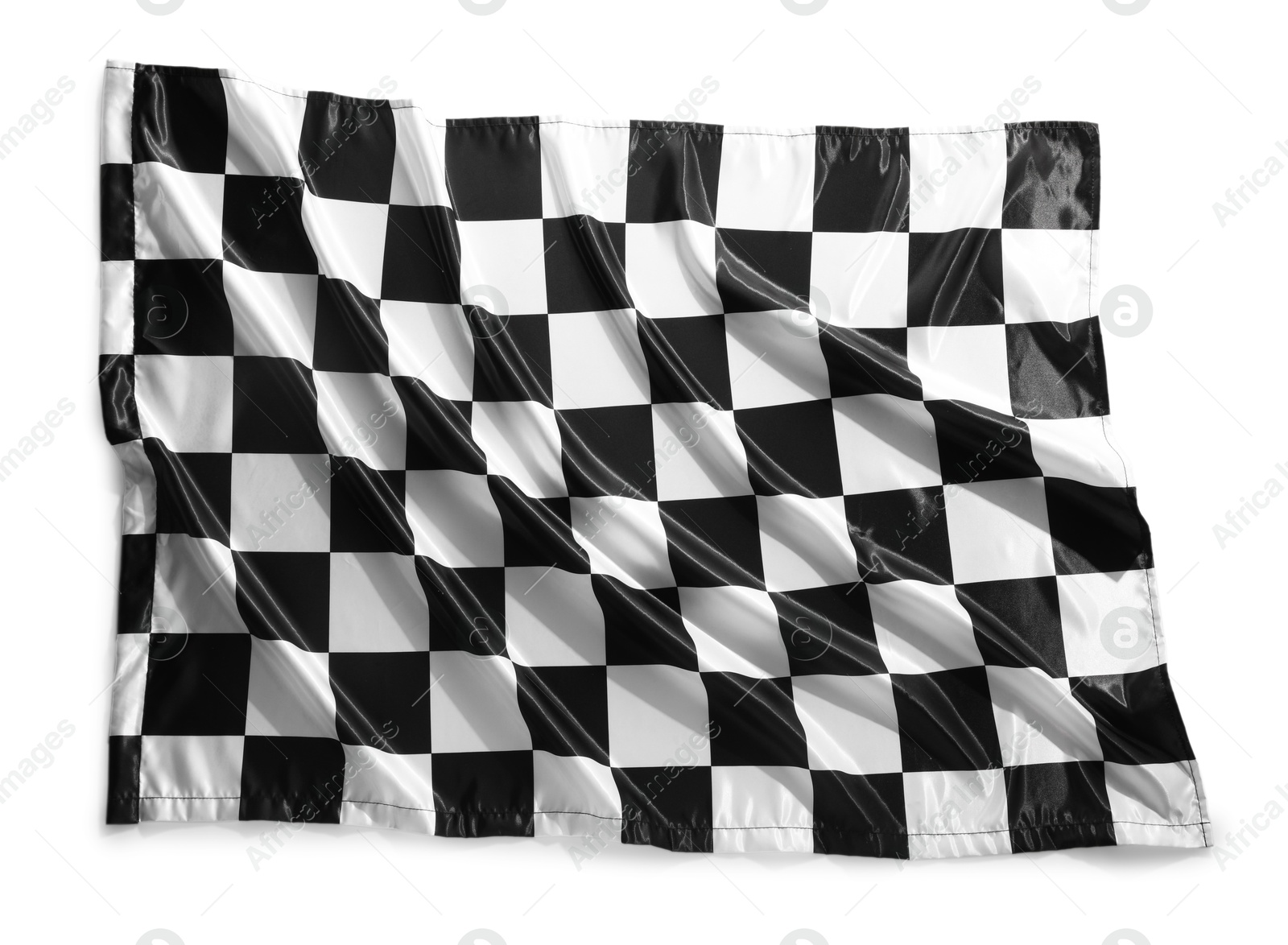 Photo of Checkered finish flag isolated on white, top view