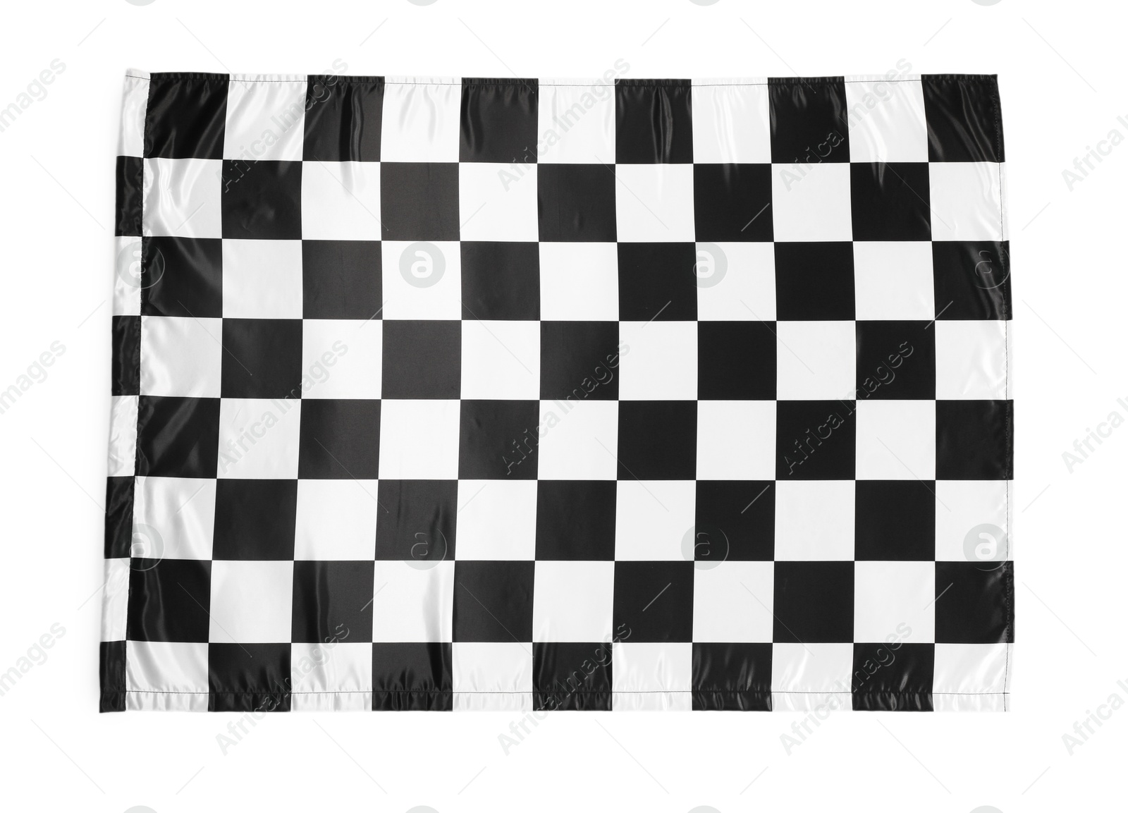 Photo of Checkered finish flag isolated on white, top view