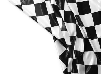 Photo of Checkered finish flag isolated on white, top view