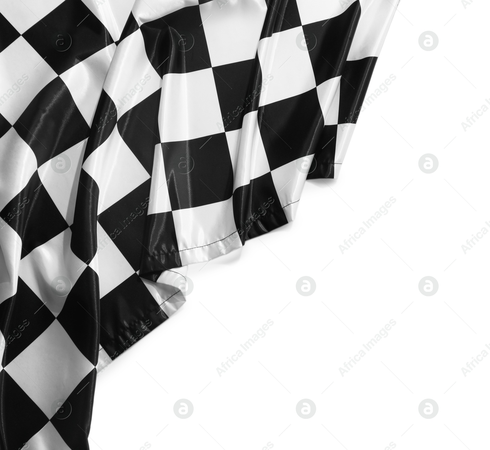 Photo of Checkered finish flag isolated on white, top view