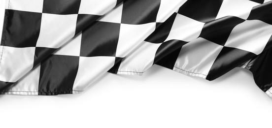 Photo of Checkered finish flag isolated on white, top view