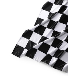 Photo of Checkered flag isolated on white, top view