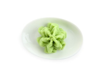 Photo of Hot wasabi paste isolated on white, top view