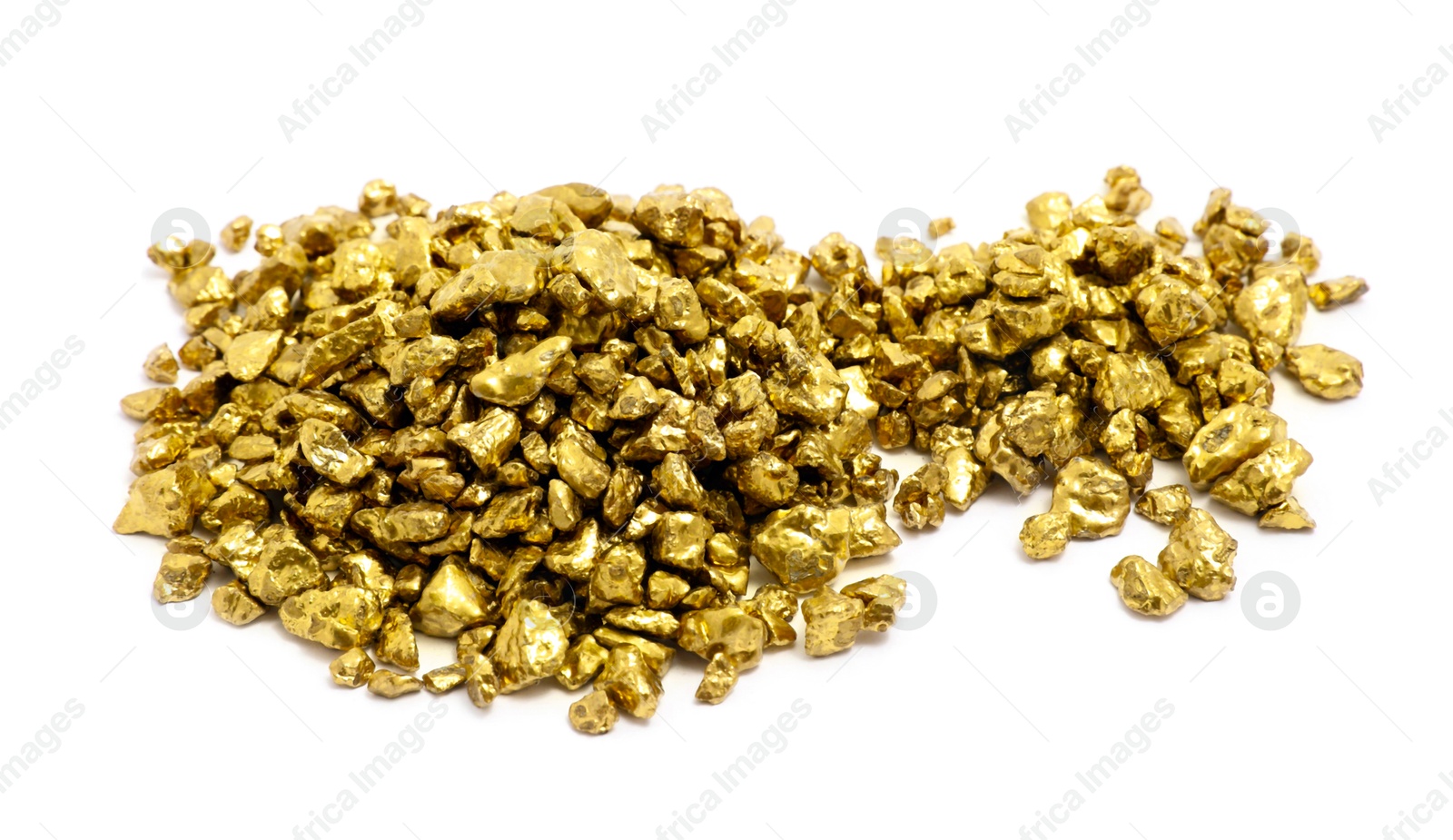 Photo of Heap of gold nuggets isolated on white