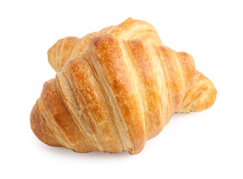 Photo of Tasty fresh croissants isolated on white. Puff pastry