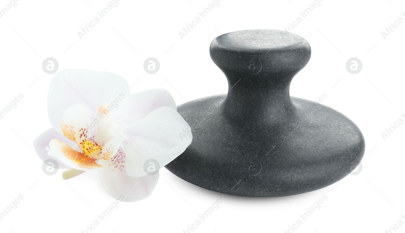 Photo of Spa stone and orchid flower isolated on white