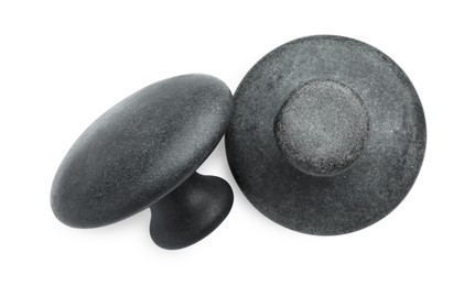 Two spa stones isolated on white, top view