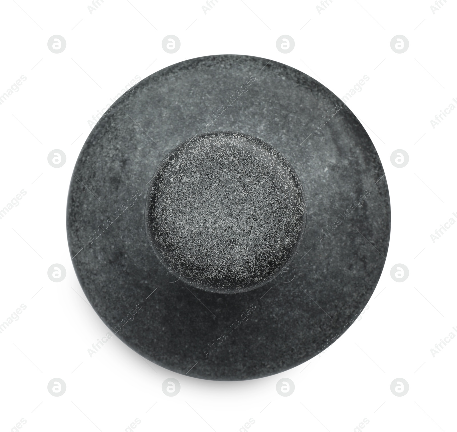 Photo of One spa stone isolated on white, top view