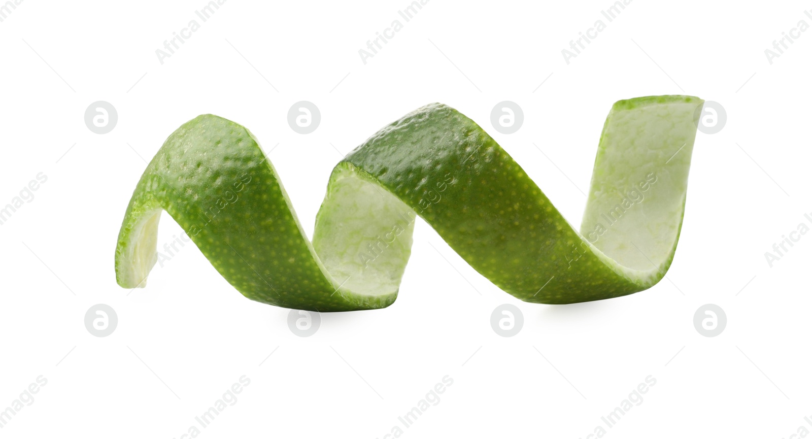 Photo of Twirl of lime peel isolated on white