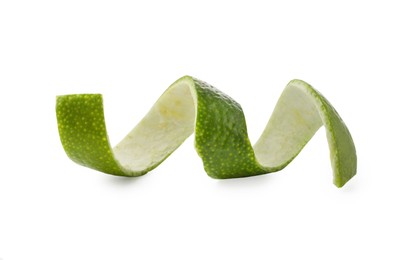 Photo of Twirl of lime peel isolated on white