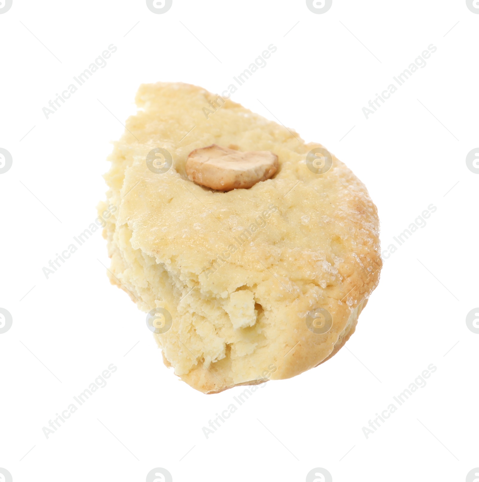 Photo of Piece of cashew cookie isolated on white