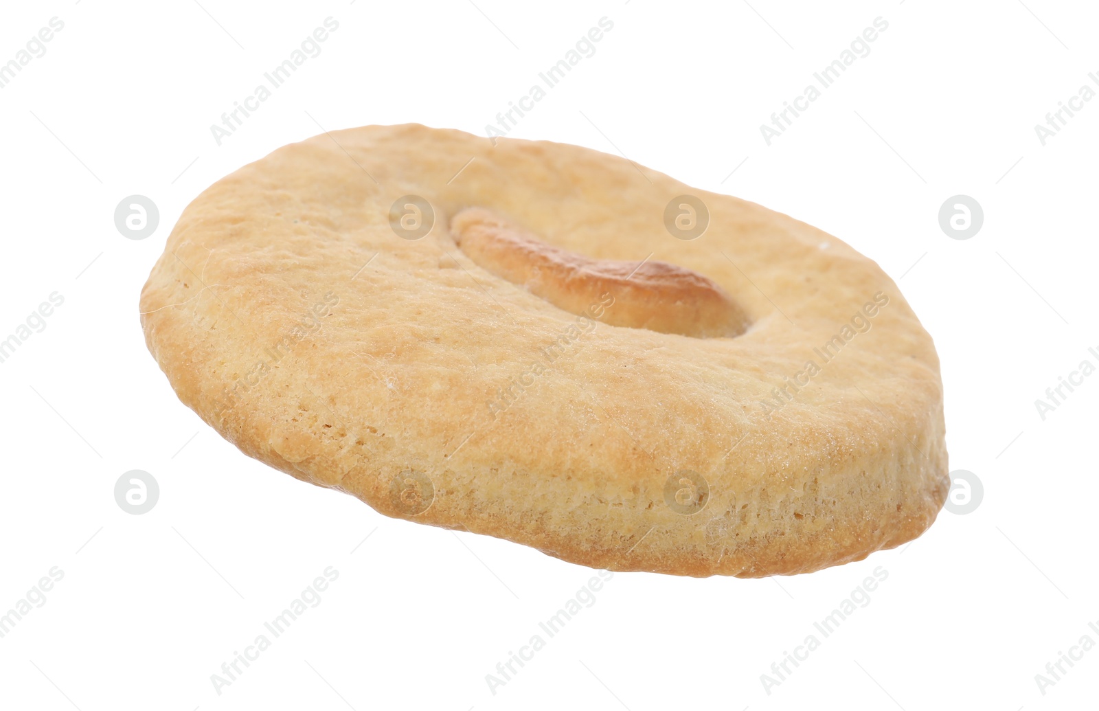 Photo of One delicious cashew cookie isolated on white