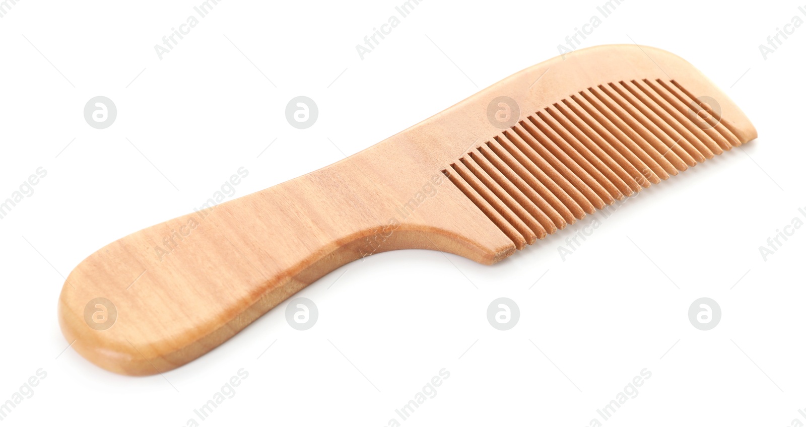 Photo of One wooden hair comb isolated on white