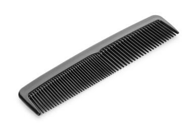 Photo of One black plastic comb isolated on white