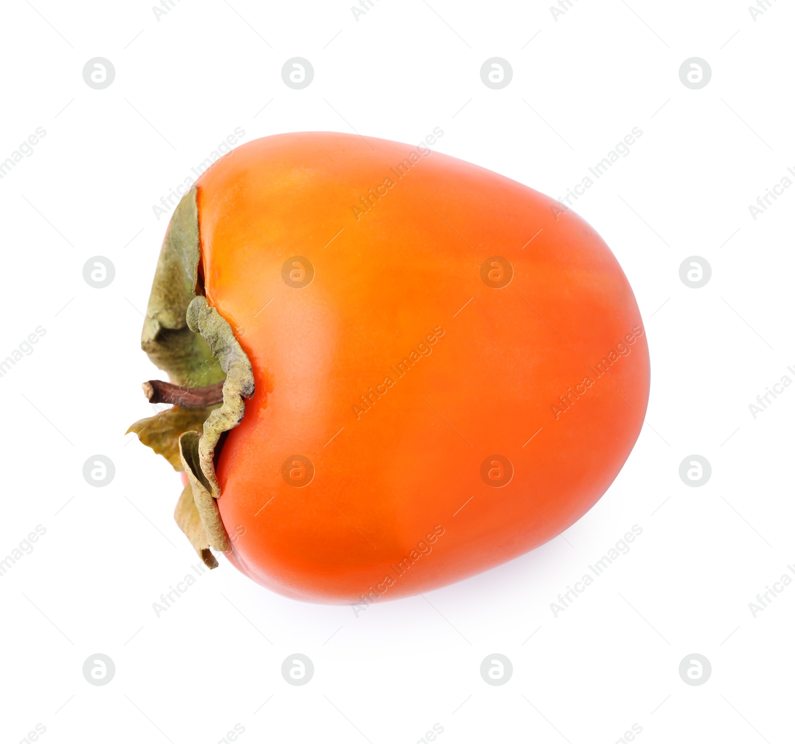 Photo of Delicious ripe juicy persimmon isolated on white, top view