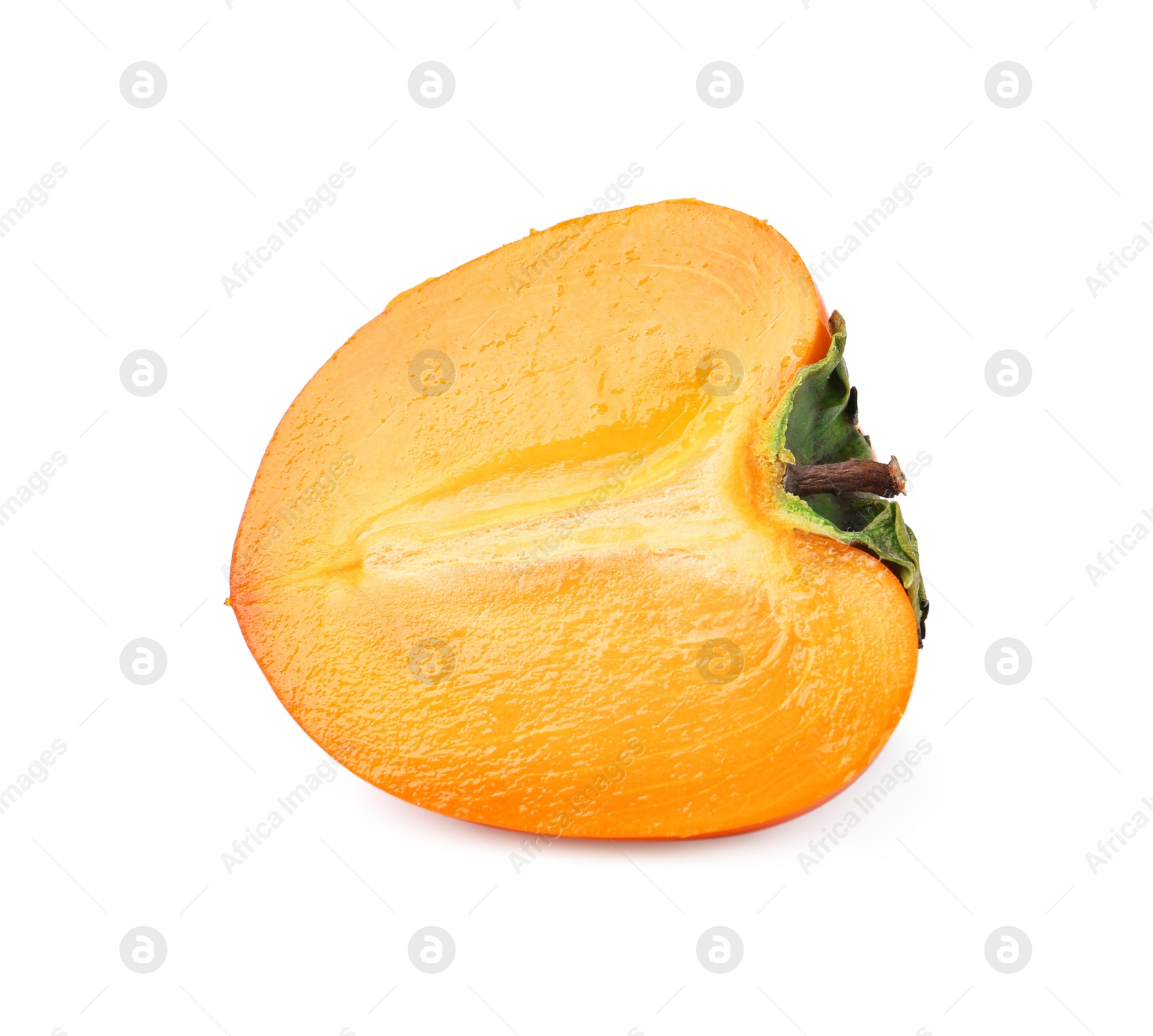 Photo of Half of fresh juicy persimmon isolated on white