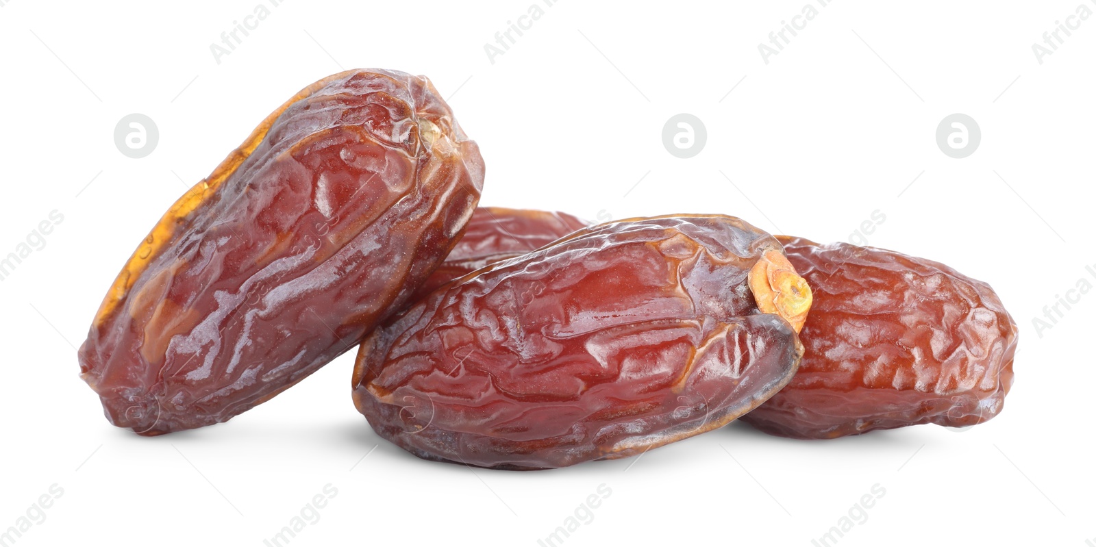 Photo of Many tasty dried dates isolated on white