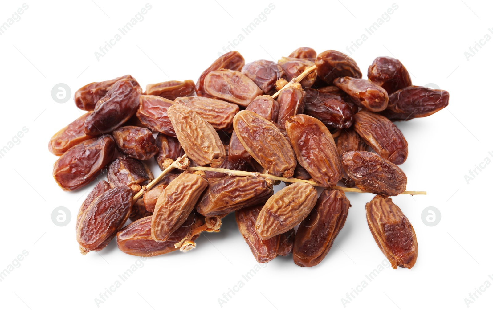 Photo of Many tasty dried dates isolated on white