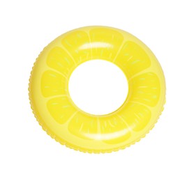 Photo of One bright inflatable ring isolated on white, above view