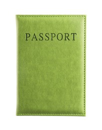 Photo of Passport in green cover isolated on white