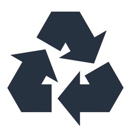 Illustration of Recycling symbol. Three chasing arrows on white background